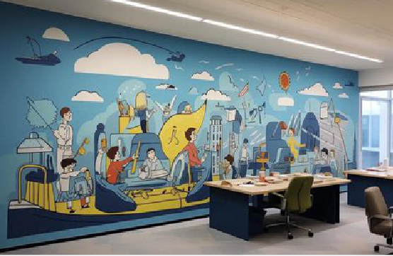 邵原办公室墙绘的特点。