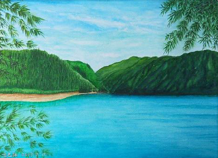 邵原在墙绘中，如何绘画绿水青山？